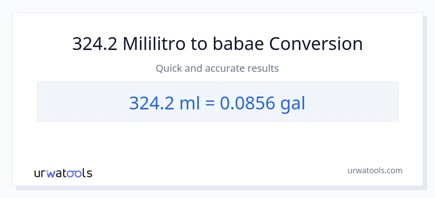 324.2 mga mililitro patungong Mga galon na conversion