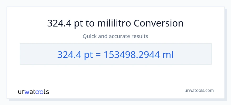 324.4 Pints patungong mga mililitro na conversion