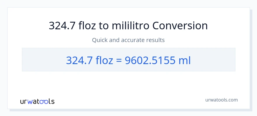 324.7 mga onsa ng likido patungong mga mililitro na conversion