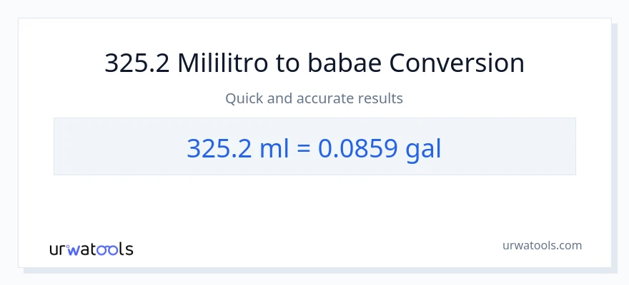 325.2 mga mililitro patungong Mga galon na conversion