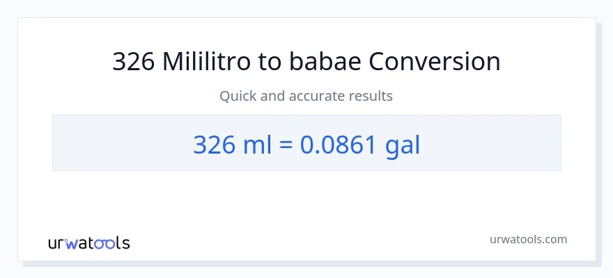 326 mga mililitro patungong Mga galon na conversion