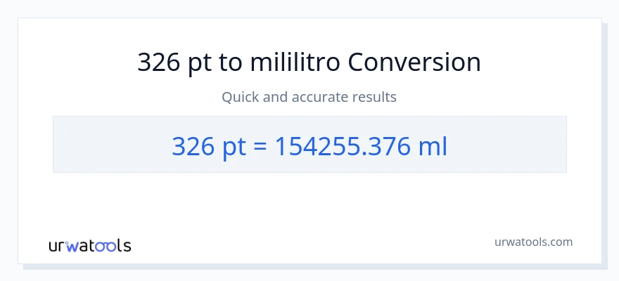 326 Pints patungong mga mililitro na conversion