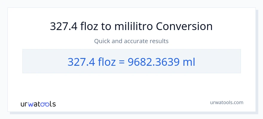 327.4 mga onsa ng likido patungong mga mililitro na conversion
