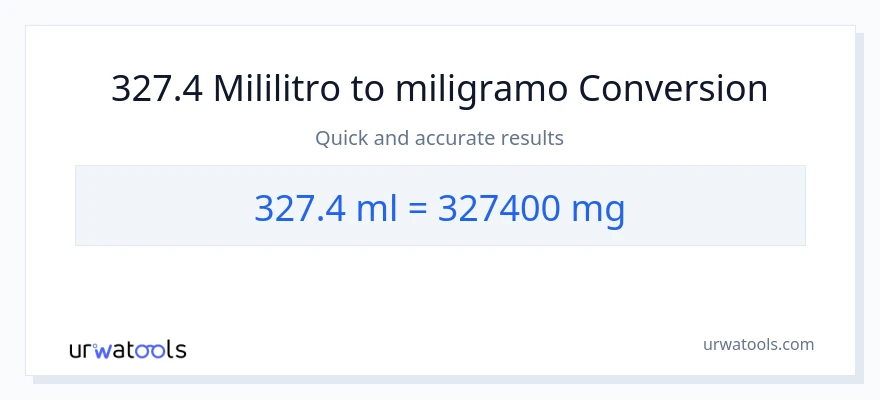 327.4 mga mililitro patungong miligramo na conversion