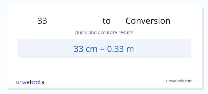 33 સેન્ટીમીટર થી મીટર રૂપાંતર