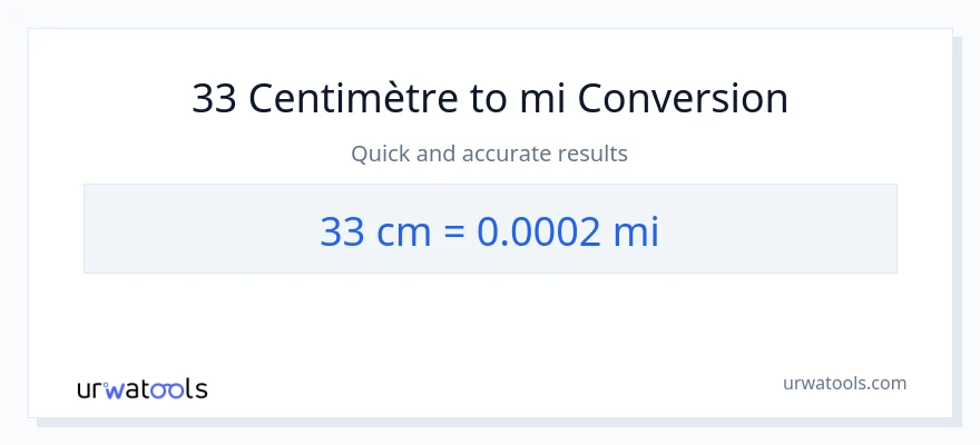 Conversion 33 Centimètres vers kilomètres