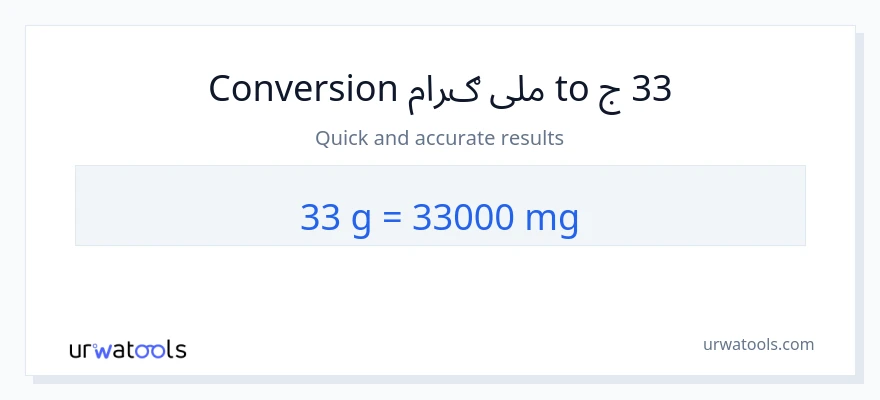33 ګرامونه ته ملی ګرامونه بدلون