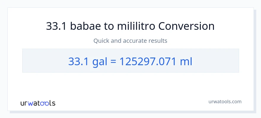 33.1 Mga galon patungong mga mililitro na conversion