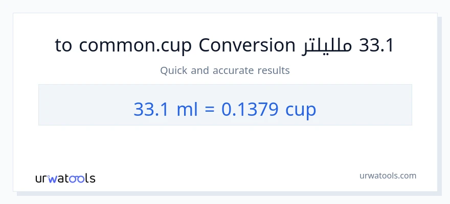 التحويل من 33.1 ملليلتر إلى أكواب