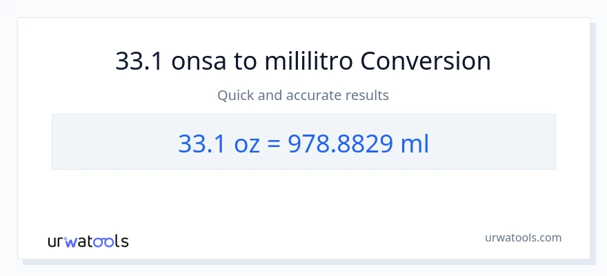 33.1 Mga onsa patungong mga mililitro na conversion