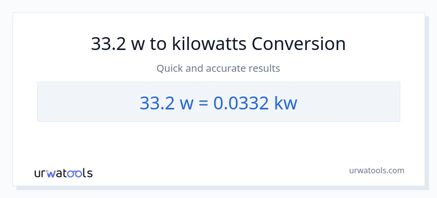 Conversió de 33.2 watts a quilowatts
