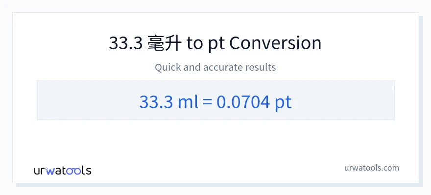 33.3 毫升 到 Pints 轉換