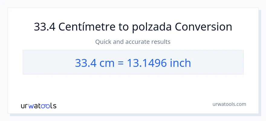 Conversió de 33.4 Centímetres a Polzades