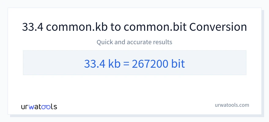 33.4 Kilobytes 到 Bits 轉換