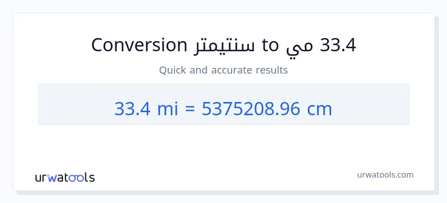 التحويل من 33.4 أميال إلى سنتيمترات