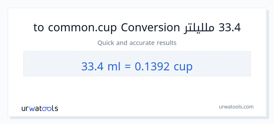 التحويل من 33.4 ملليلتر إلى أكواب