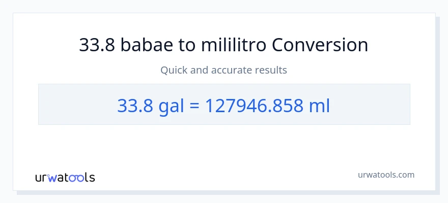 33.8 Mga galon patungong mga mililitro na conversion