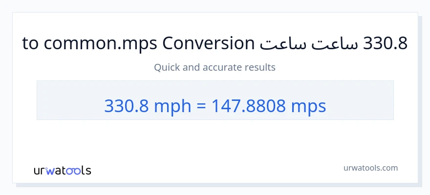 330.8 په ساعت کې میلونه ته Meters Per Second بدلون
