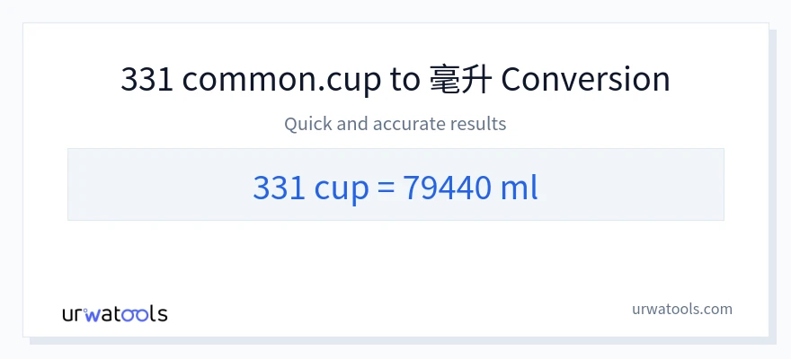 331 杯子 到 毫升 轉換