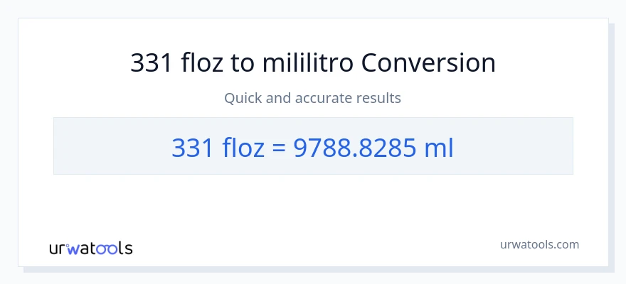 331 mga onsa ng likido patungong mga mililitro na conversion