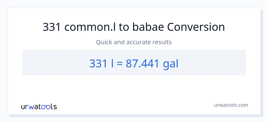 331 Liters patungong Mga galon na conversion