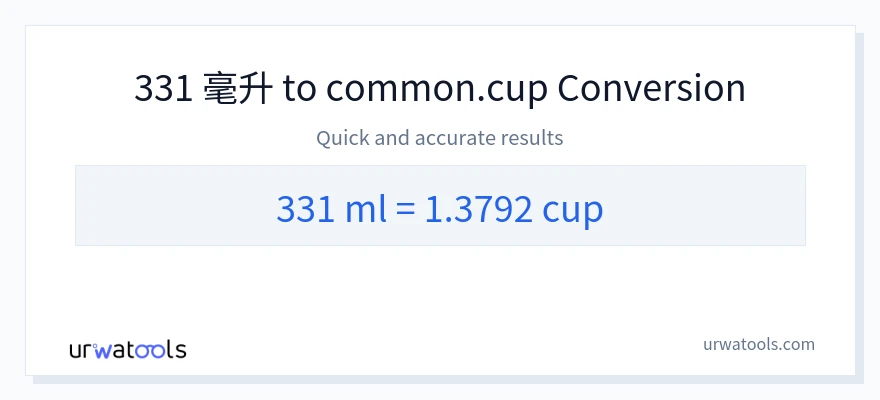 331 毫升 到 杯子 轉換