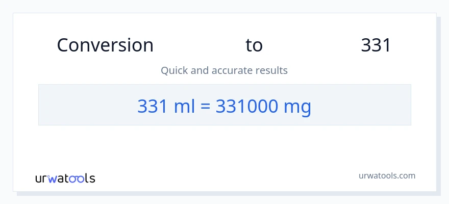 تبدیل 331 میلی‌لیتر به میلی‌گرم