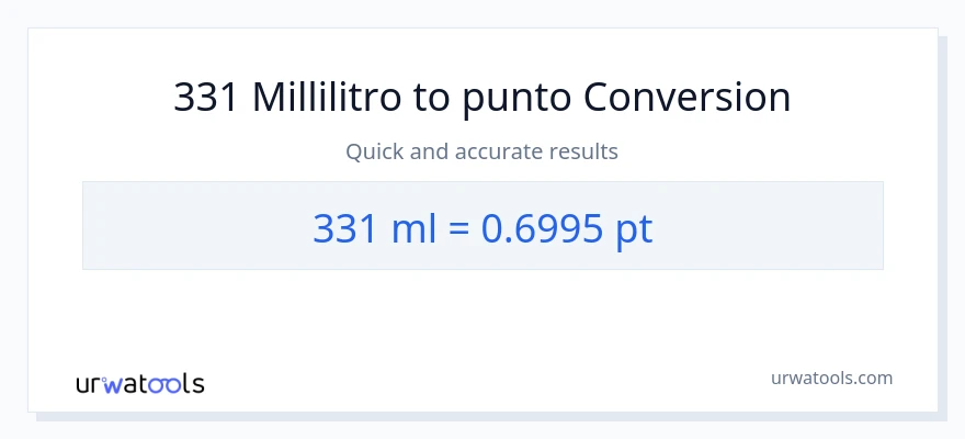 Conversione da 331 millilitri a Pints
