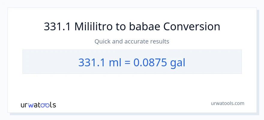 331.1 mga mililitro patungong Mga galon na conversion