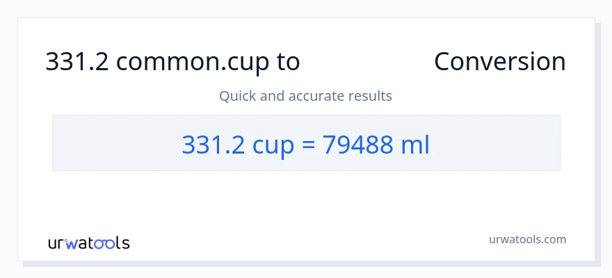 331.2 բաժակներ-ից միլիլիտր փոխակերպում