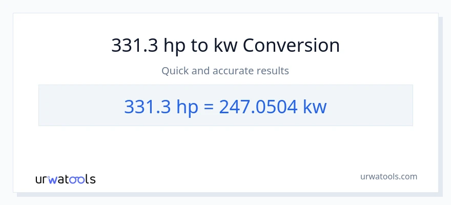 331.3 lakas-kabayo patungong kilowatts na conversion