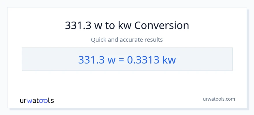 331.3 watts patungong kilowatts na conversion