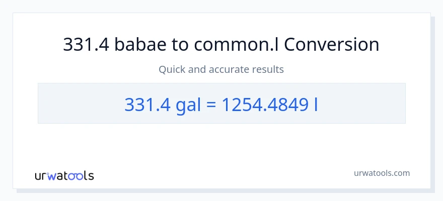 331.4 Mga galon patungong Liters na conversion