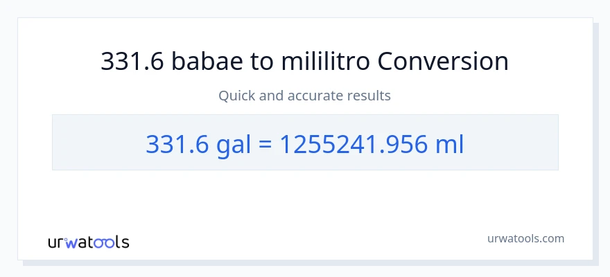 331.6 Mga galon patungong mga mililitro na conversion