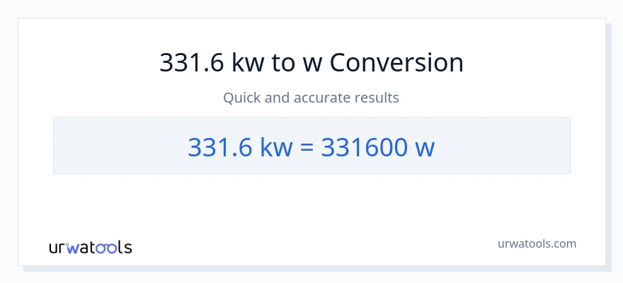 331.6 kilowatts patungong watts na conversion
