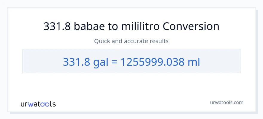 331.8 Mga galon patungong mga mililitro na conversion