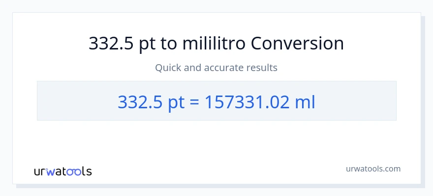 332.5 Pints patungong mga mililitro na conversion
