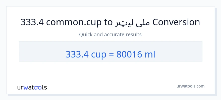 333.4 پيالې ته ملی لیټرونه بدلون