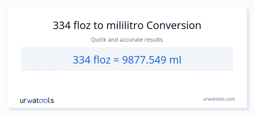 334 mga onsa ng likido patungong mga mililitro na conversion