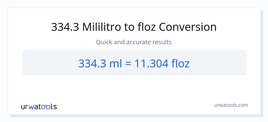 334.3 mga mililitro patungong mga onsa ng likido na conversion