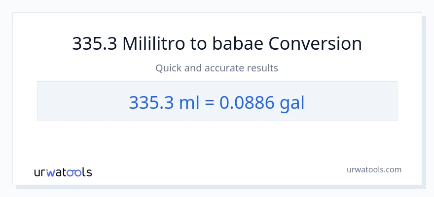 335.3 mga mililitro patungong Mga galon na conversion