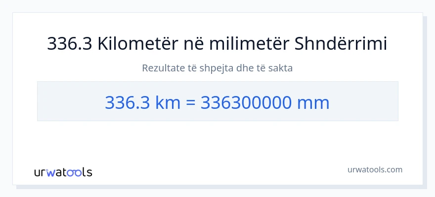 Konvertimi 336.3 kilometra në milimetra