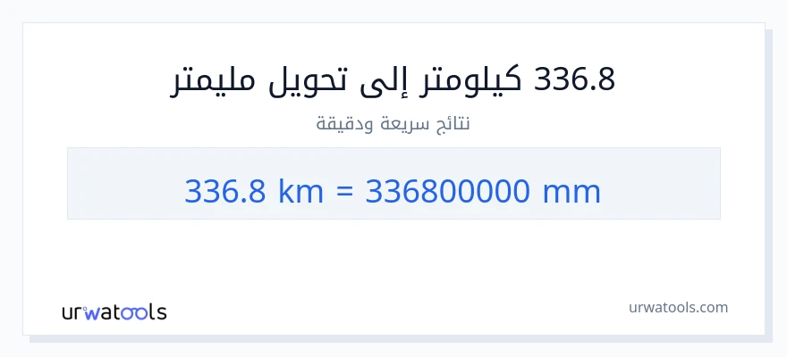التحويل من 336.8 كيلومترات إلى مليمترات