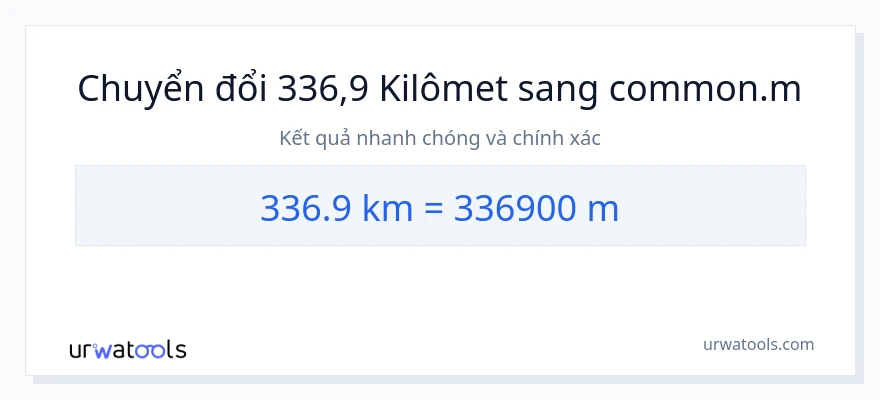 Chuyển đổi 336.9 kilômét sang Mét