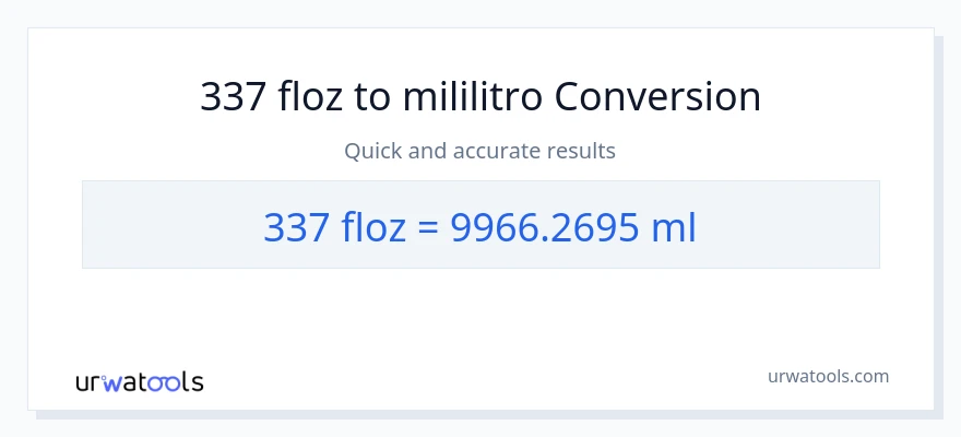 337 mga onsa ng likido patungong mga mililitro na conversion