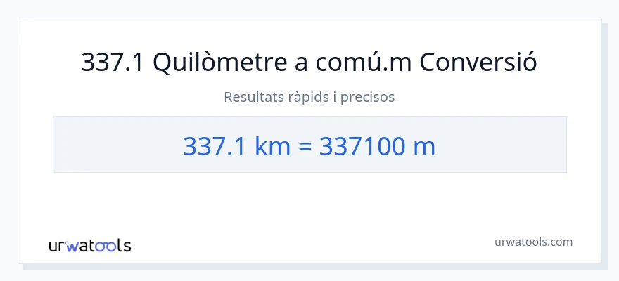 Conversió de 337.1 quilòmetres a Metres