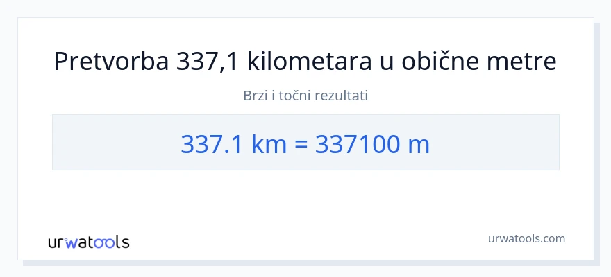 Konverzija od kilometara do Mjerači: 337.1