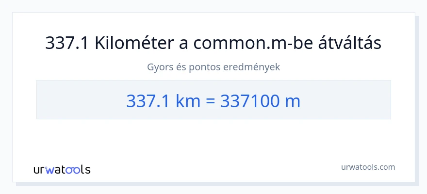 337.1 kilométer - Méterek konverzió