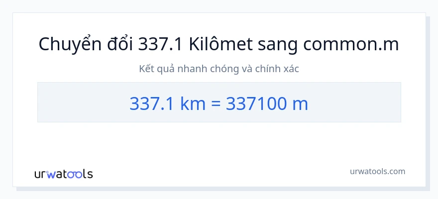 Chuyển đổi 337.1 kilômét sang Mét