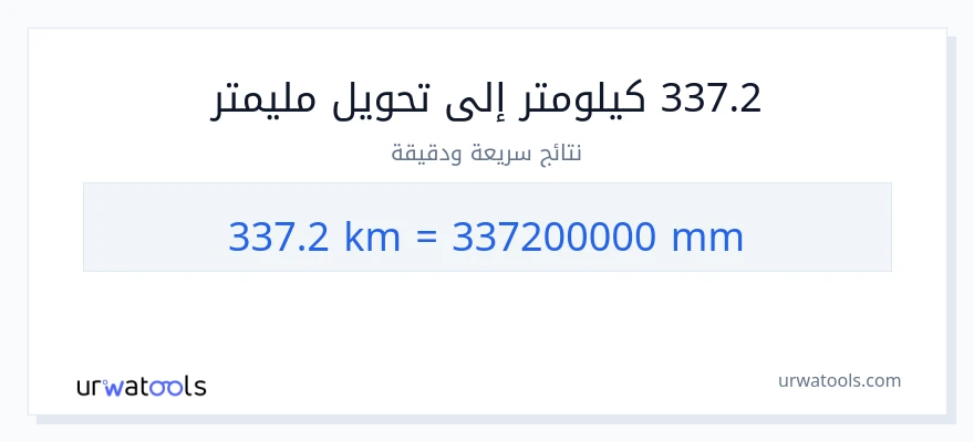 التحويل من 337.2 كيلومترات إلى مليمترات